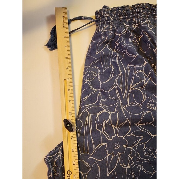Roxy Pants Womens XXL Blue Wide Leg Floral Print Elastic Waist Boho Peasant - Picture 8 of 12